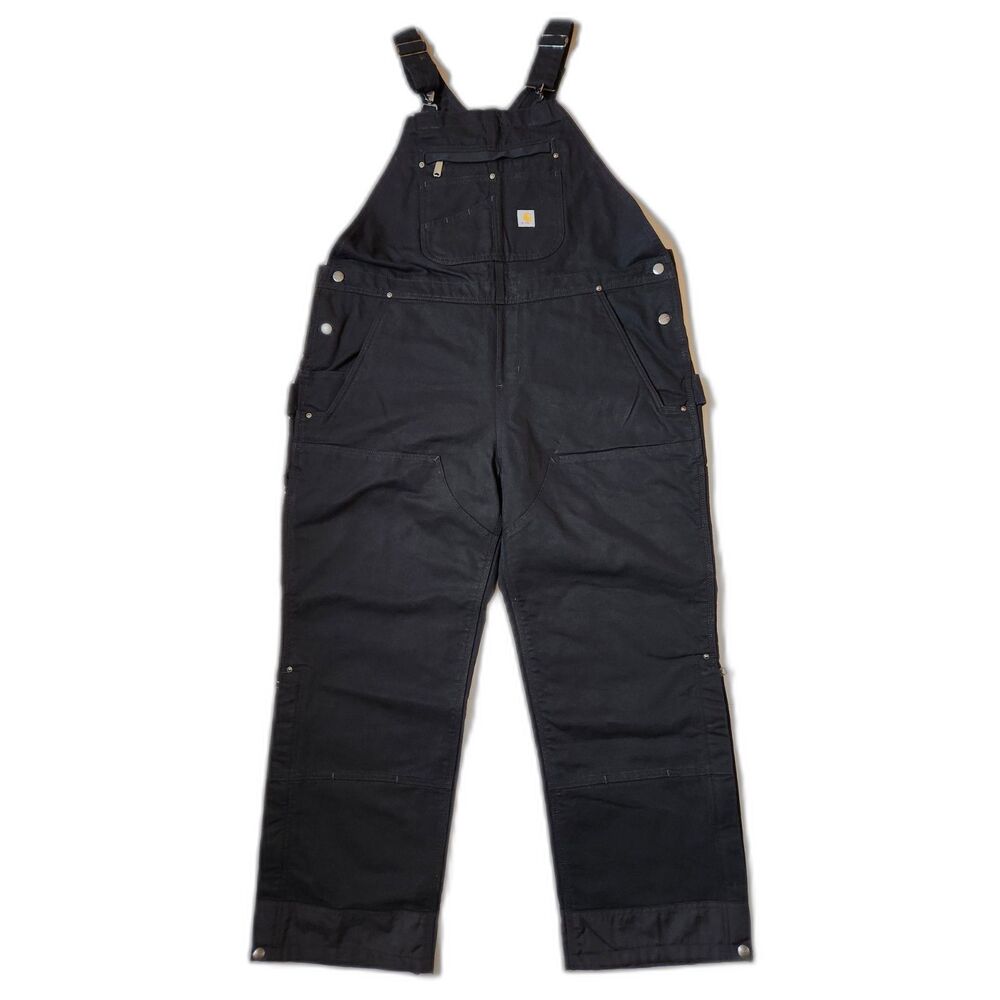 Carhartt Women’s Washed Duck Insulated Bib Overalls Black XL Short